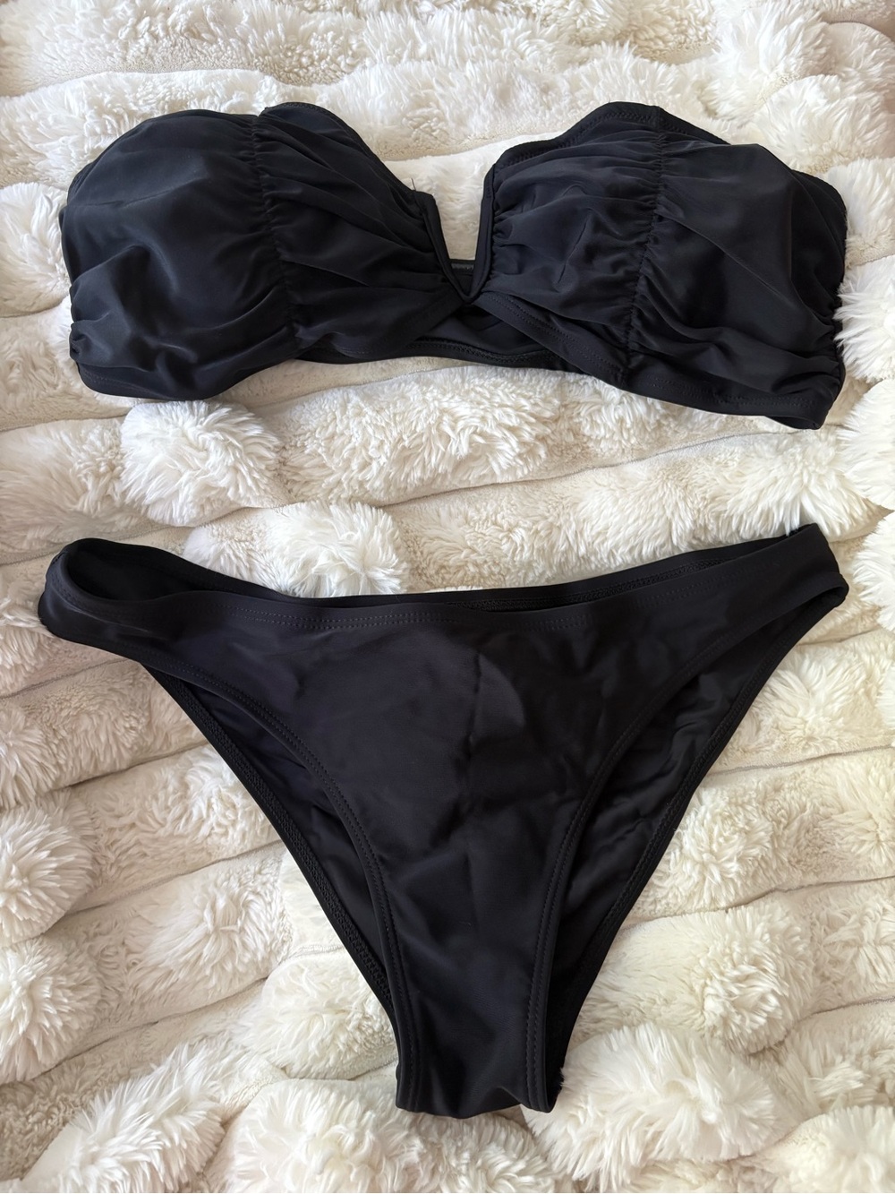 SHEIN Black Strapless Bikini Set